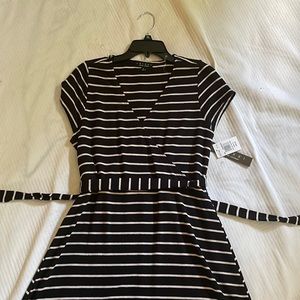 Trixxi Clothing Company Short Black Dress White Stripes